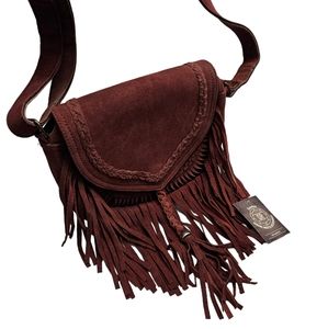 100% Cowhide leather bag with fringes